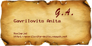 Gavrilovits Anita névjegykártya